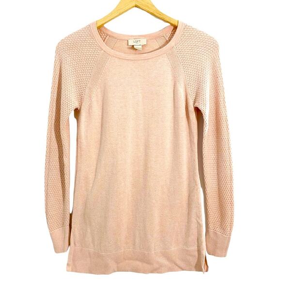 Ann Taylor Loft Factory Light Pink Textured Sleeves Sweater, Size XS - Picture 1 of 9